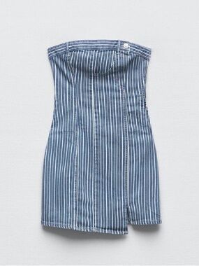 ZARA Strapless Denim Stripe Dress | Tube Dress
